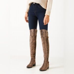 Brown Snakeskin Heeled Boots